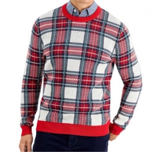 Charter Club Other - Charter club Christmas men’s size small sweater red white blue holiday plaid $70